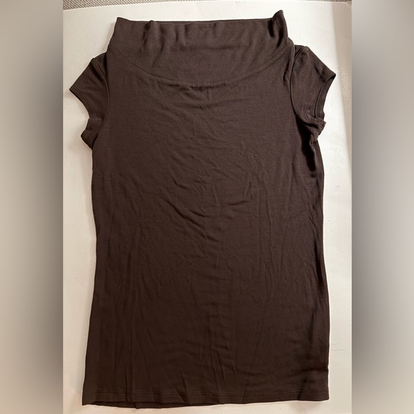 JACOB Dark Brown Small Cowl Neck Cap Sleeve Stretchy Top - Picture 8 of 12